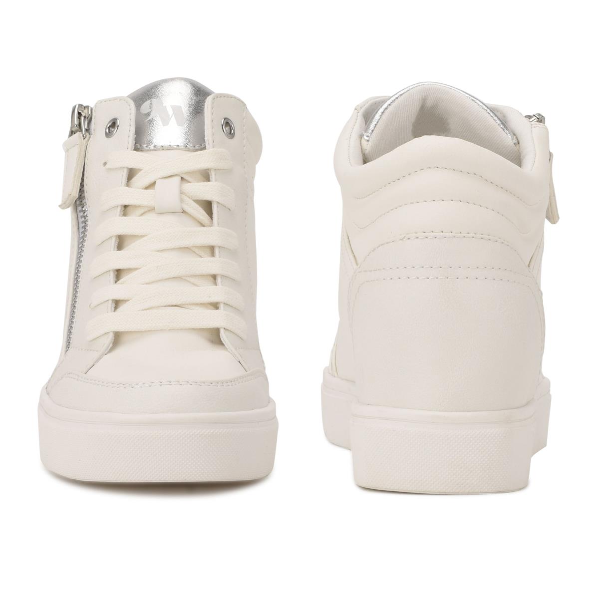 Nine West Tons High Top Hidden Wedge Sneakers Sneakers White / Silver | URWE42307