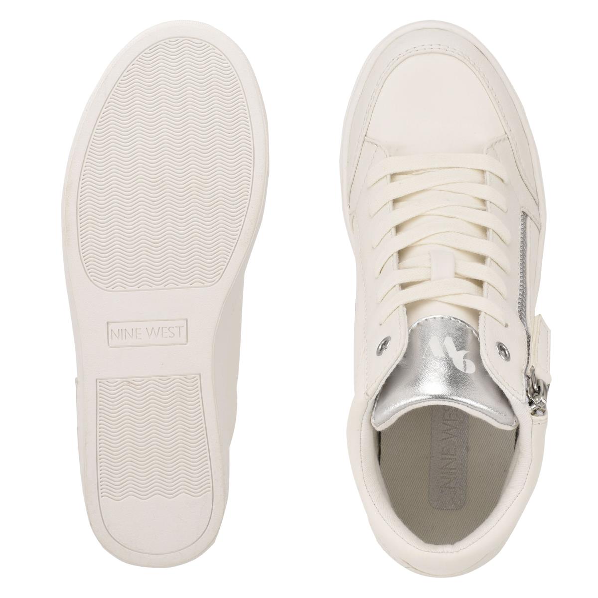 Nine West Tons High Top Hidden Wedge Sneakers Sneakers White / Silver | URWE42307