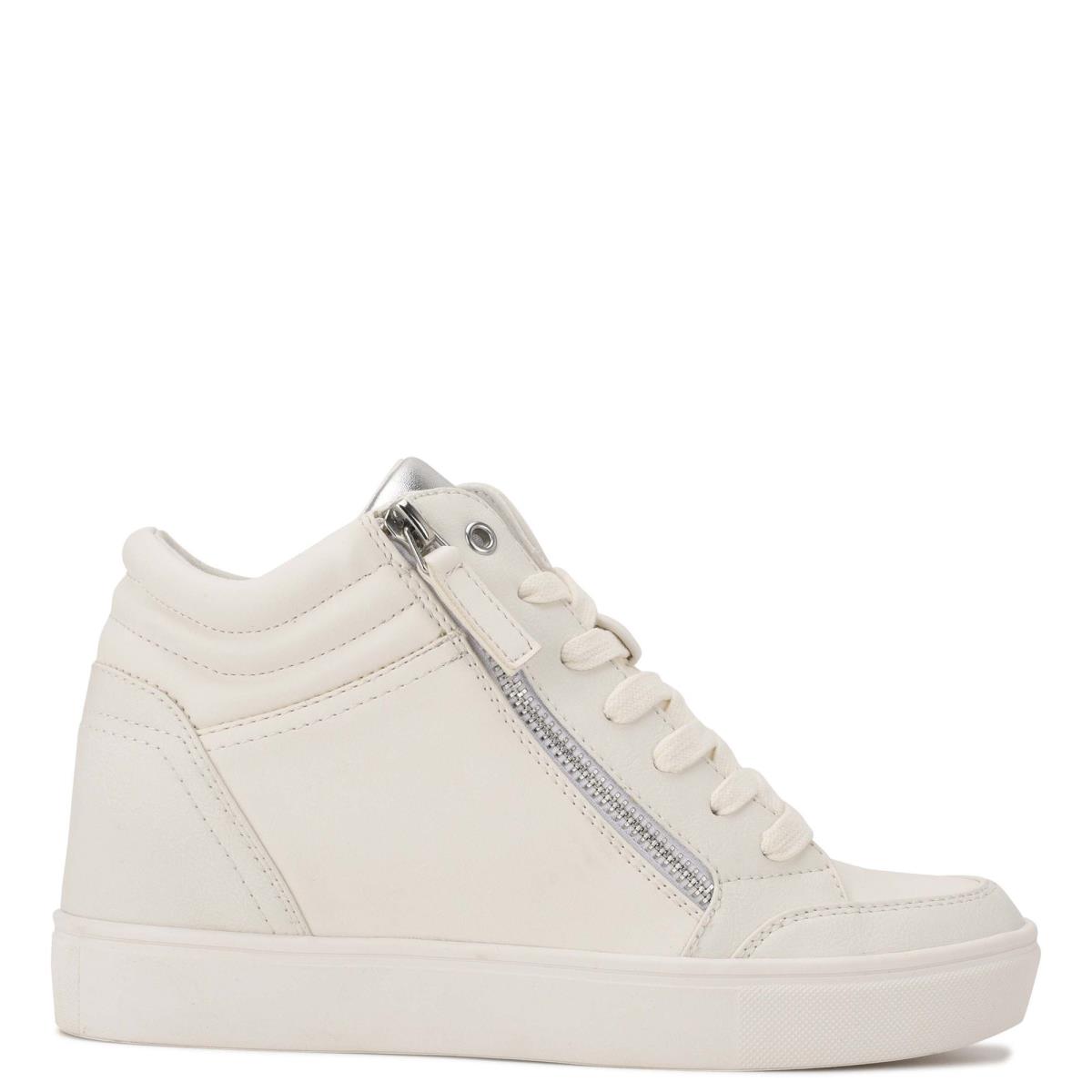 Nine West Tons High Top Hidden Wedge Sneakers Sneakers White / Silver | URWE42307