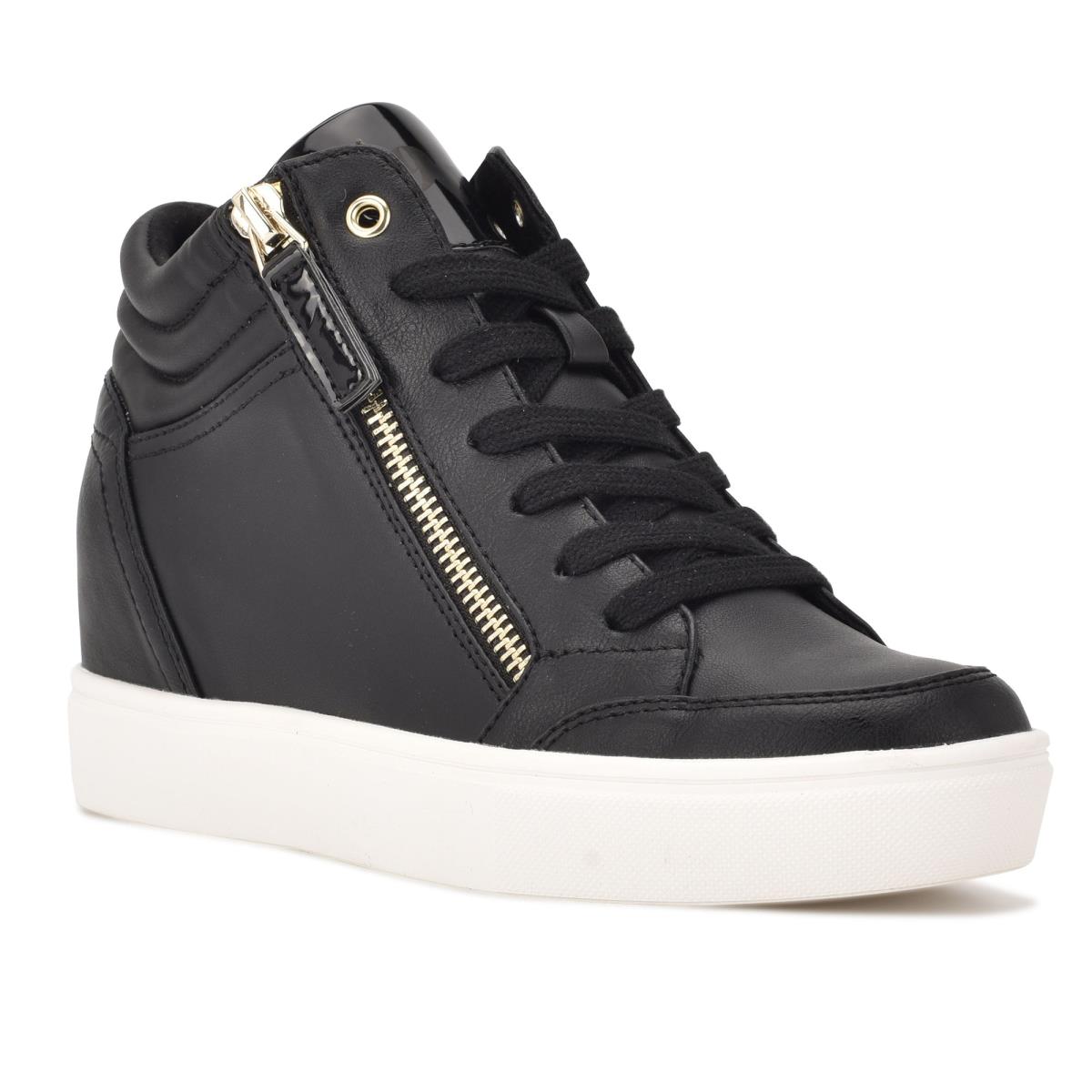 Nine West Tons High Top Hidden Wedge Sneakers Sneakers Black | WSBE59264