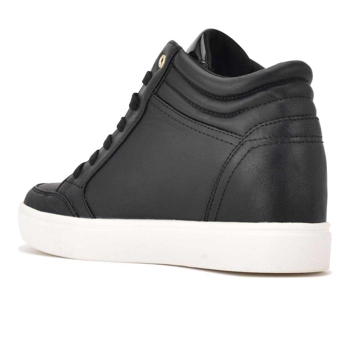 Nine West Tons High Top Hidden Wedge Sneakers Sneakers Black | WSBE59264