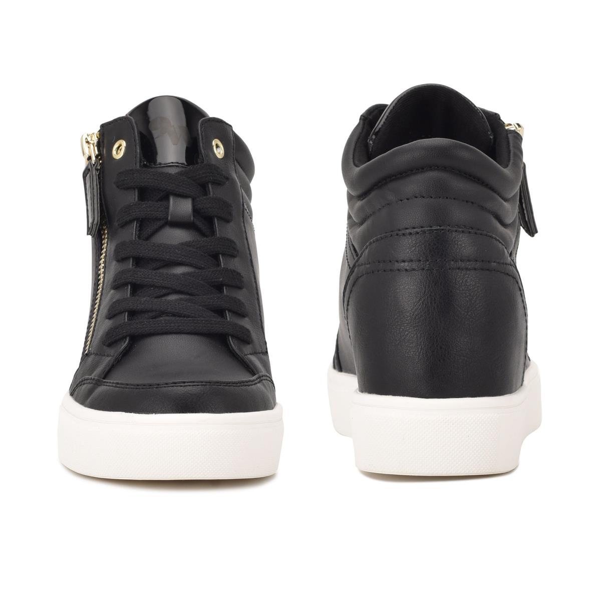 Nine West Tons High Top Hidden Wedge Sneakers Sneakers Black | WSBE59264