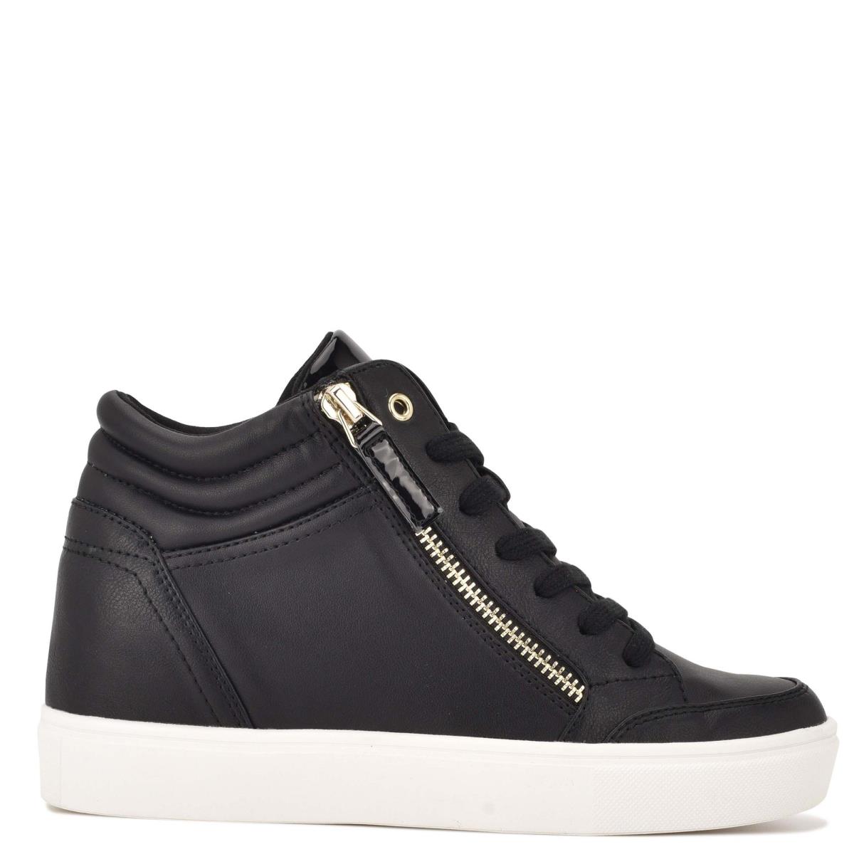 Nine West Tons High Top Hidden Wedge Sneakers Sneakers Black | WSBE59264