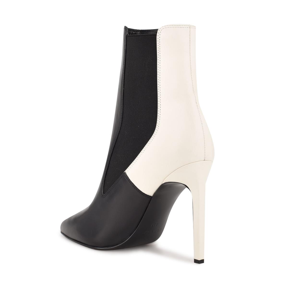 Nine West Topit Dress Booties Black / White | SLYB78906