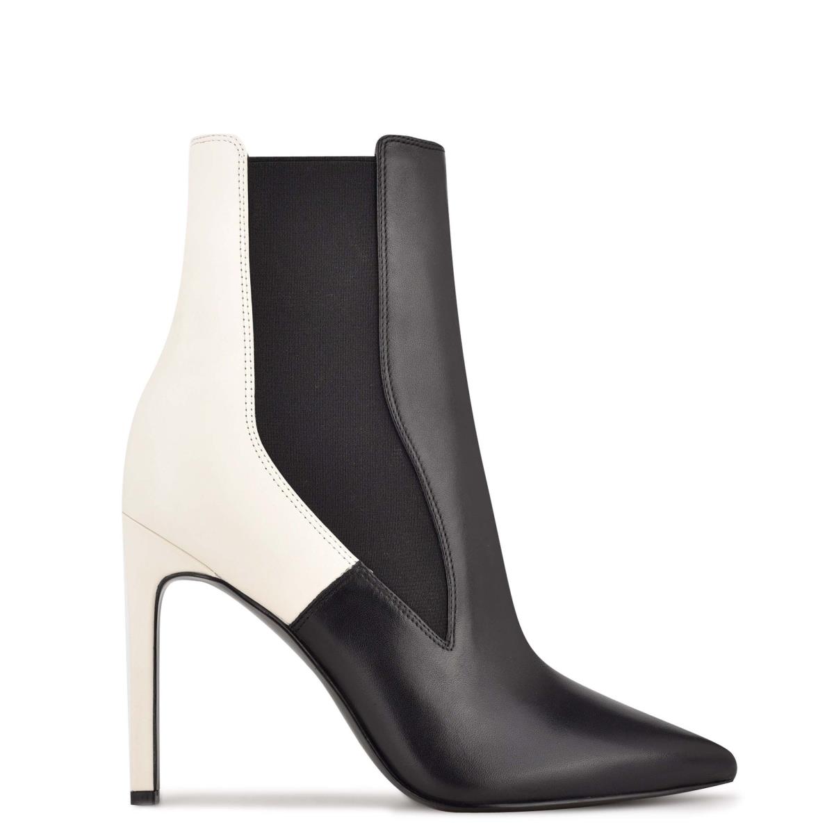 Nine West Topit Dress Booties Black / White | SLYB78906