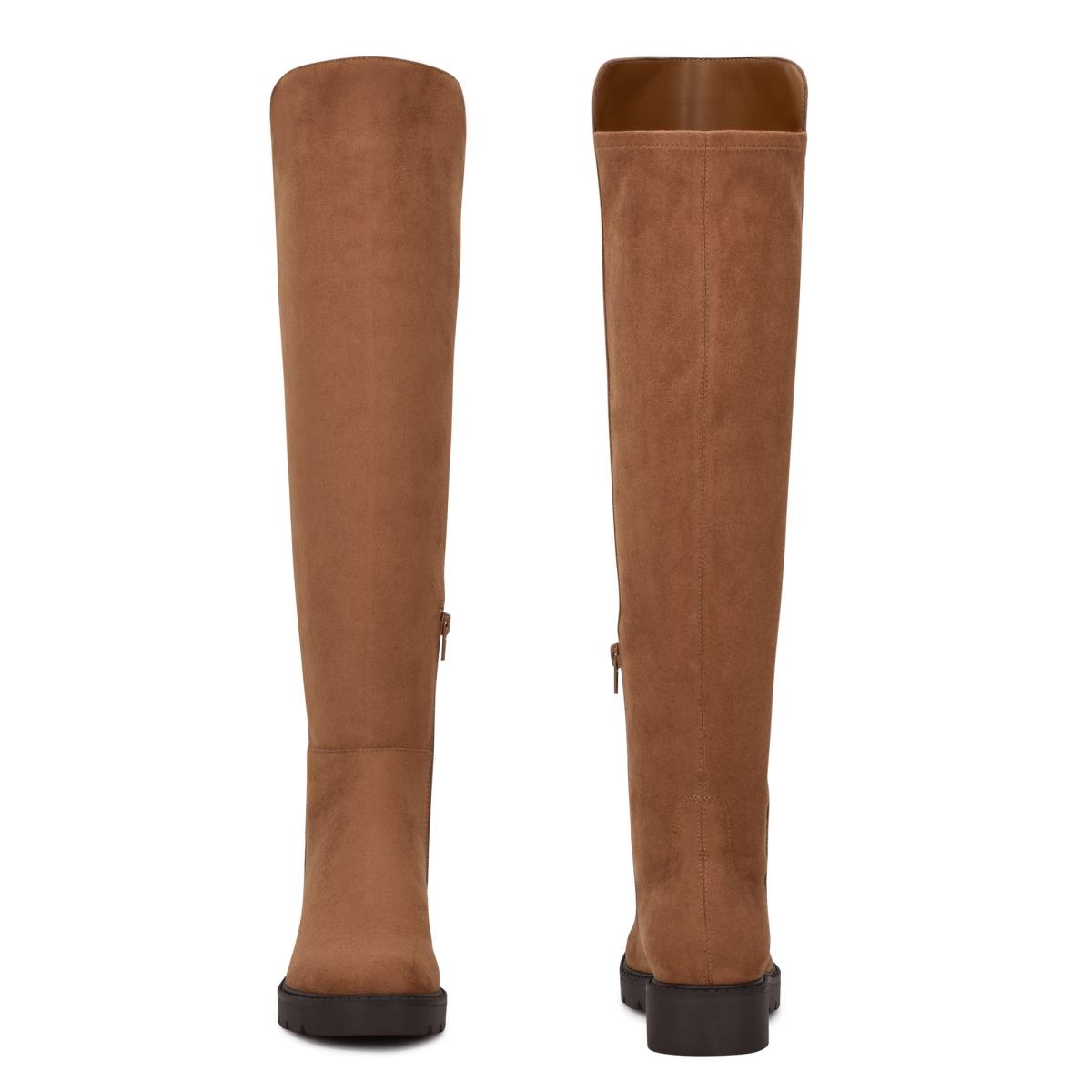 Nine West Tread Over The Knee Lug Sole Boots Brown | CJYW93810