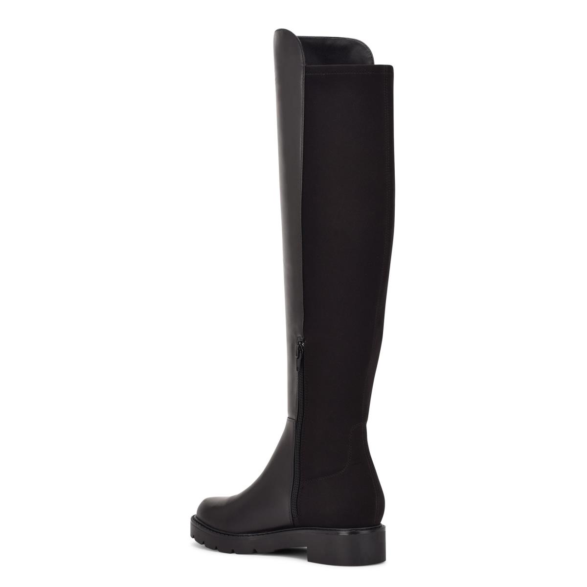 Nine West Tread Over The Knee Lug Sole Boots Black | SLXP53169