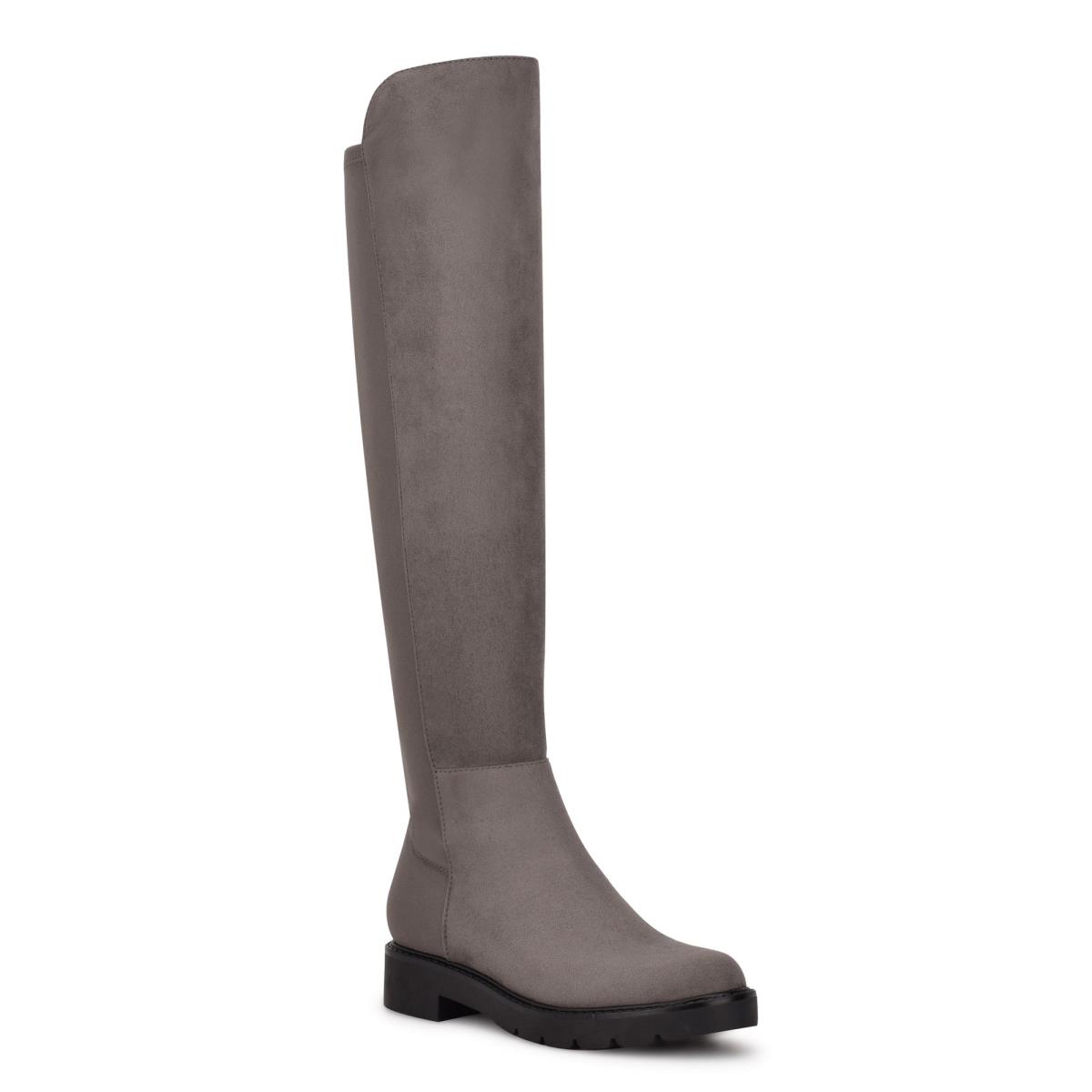 Nine West Tread Over The Knee Lug Sole Boots Grey | ZKDJ10984