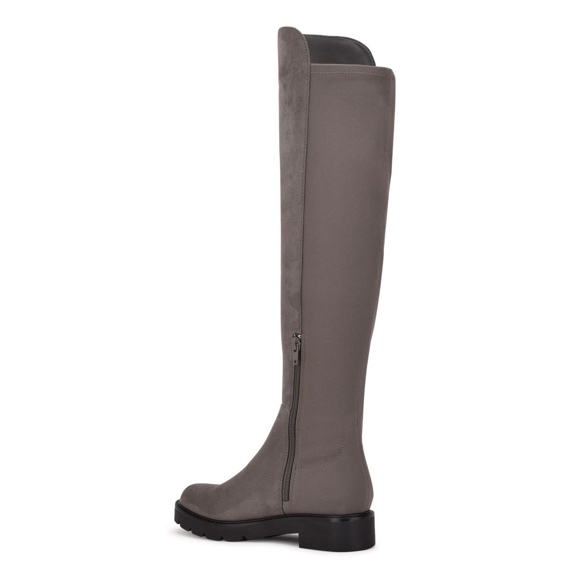 Nine West Tread Over The Knee Lug Sole Boots Grey | ZKDJ10984