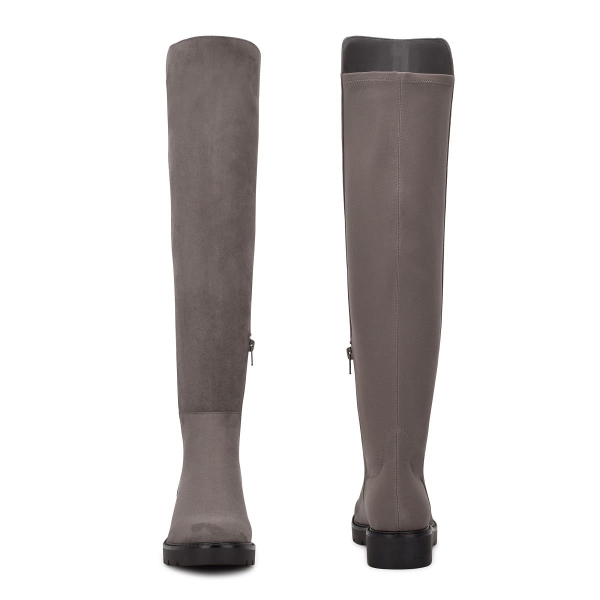 Nine West Tread Over The Knee Lug Sole Boots Grey | ZKDJ10984