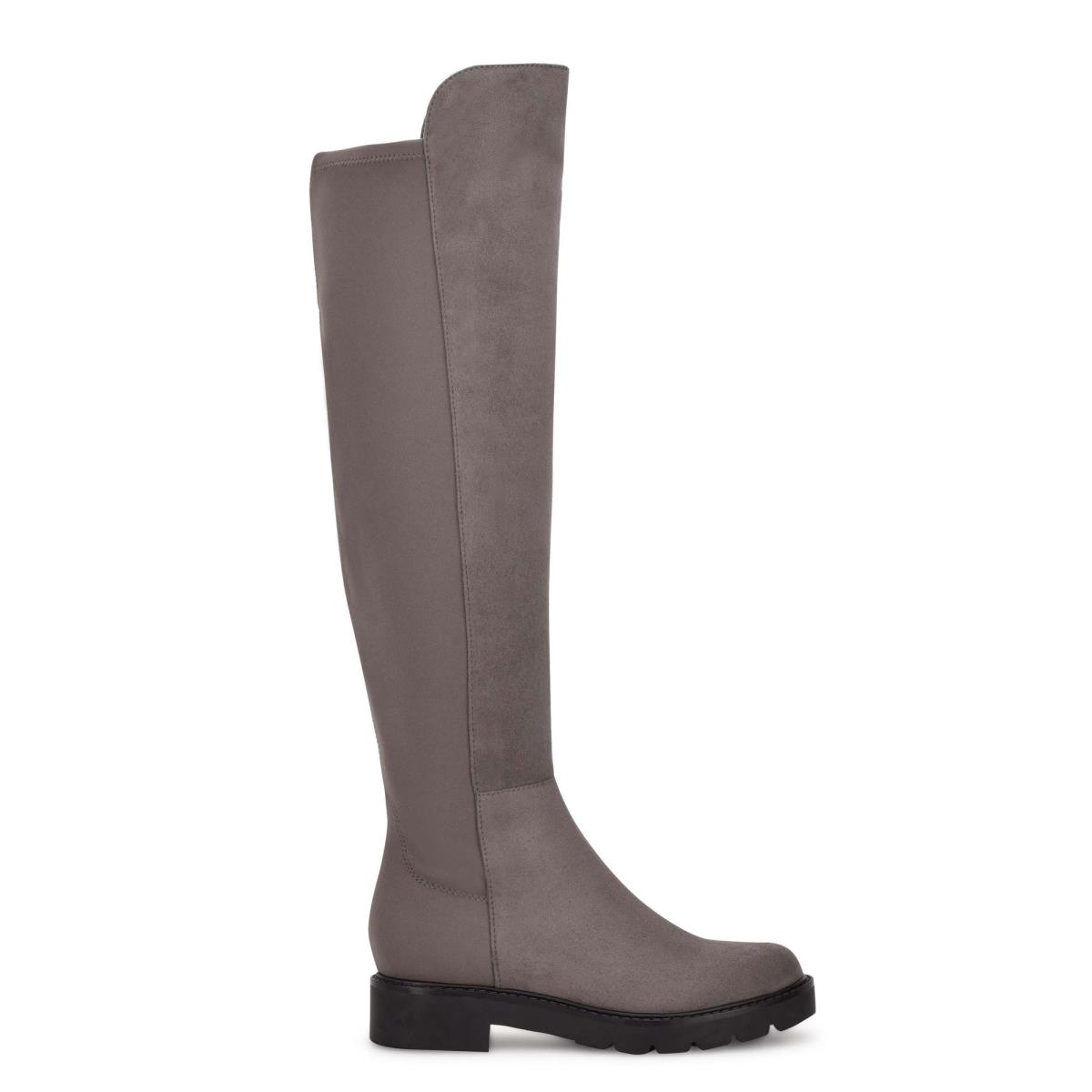 Nine West Tread Over The Knee Lug Sole Boots Grey | ZKDJ10984