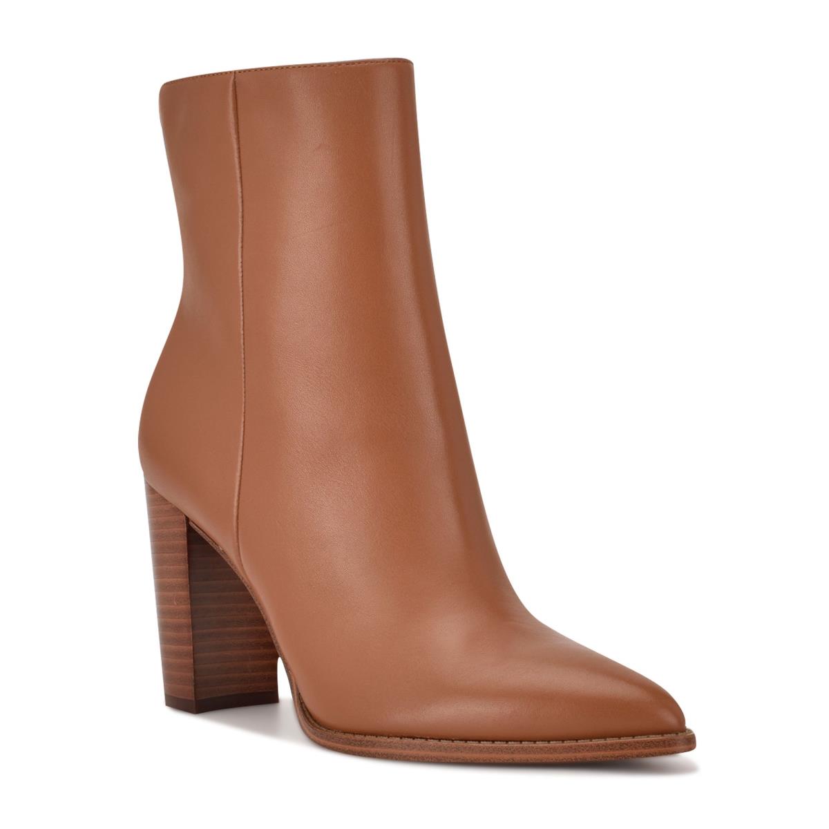 Nine West Tryme 9x9 Heeled Booties Brown | OMAX27130