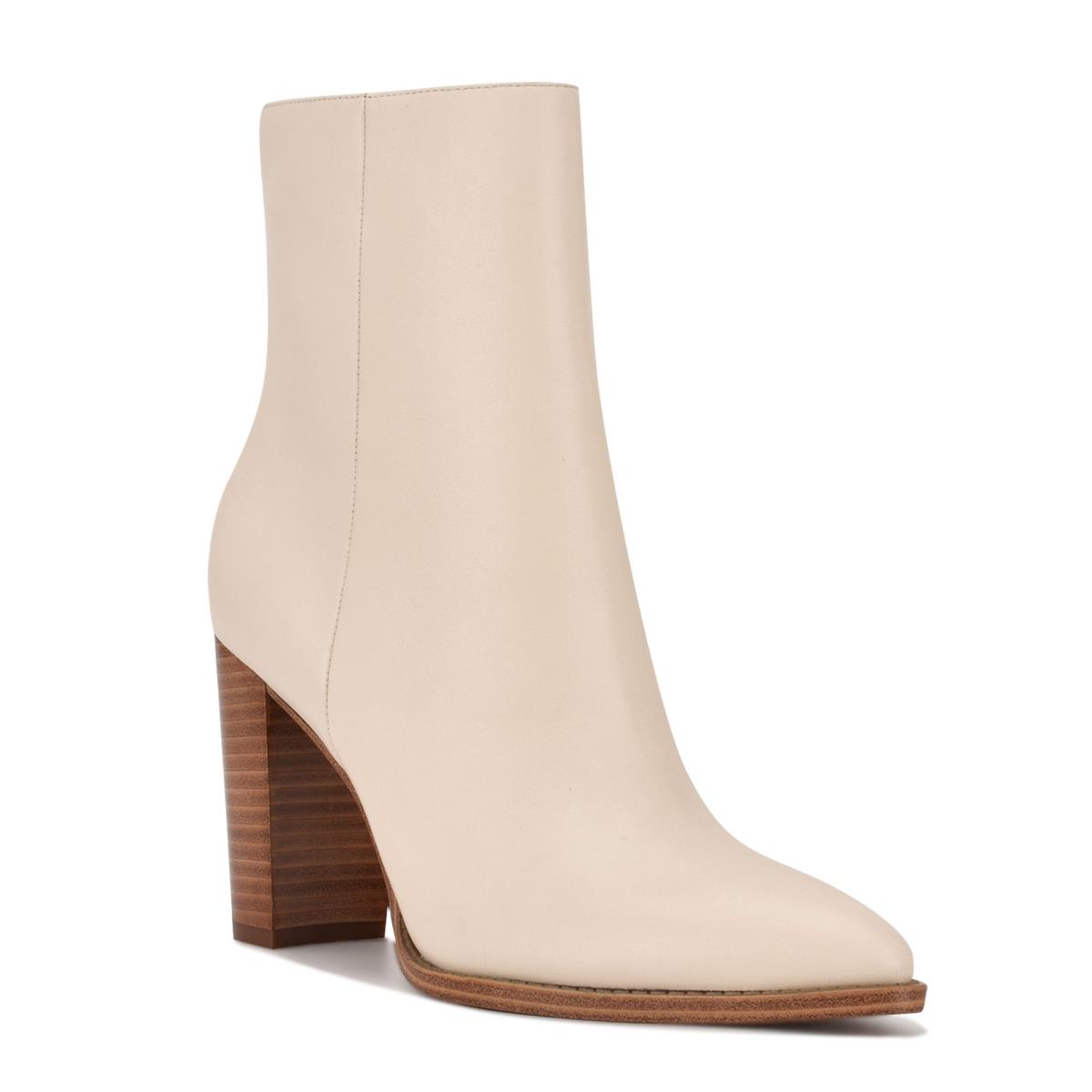 Nine West Tryme 9x9 Heeled Booties White | LDVK32714