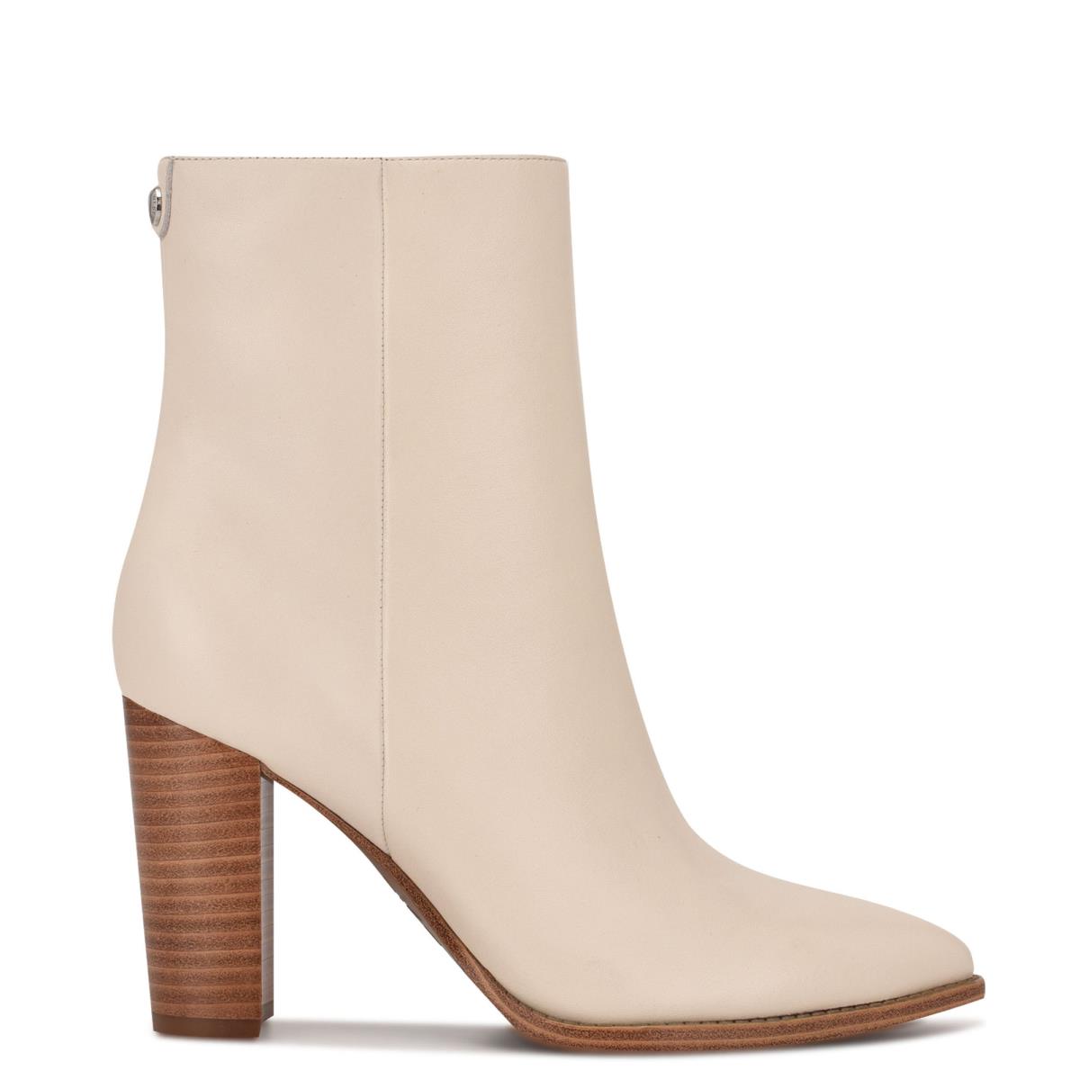 Nine West Tryme 9x9 Heeled Booties White | LDVK32714