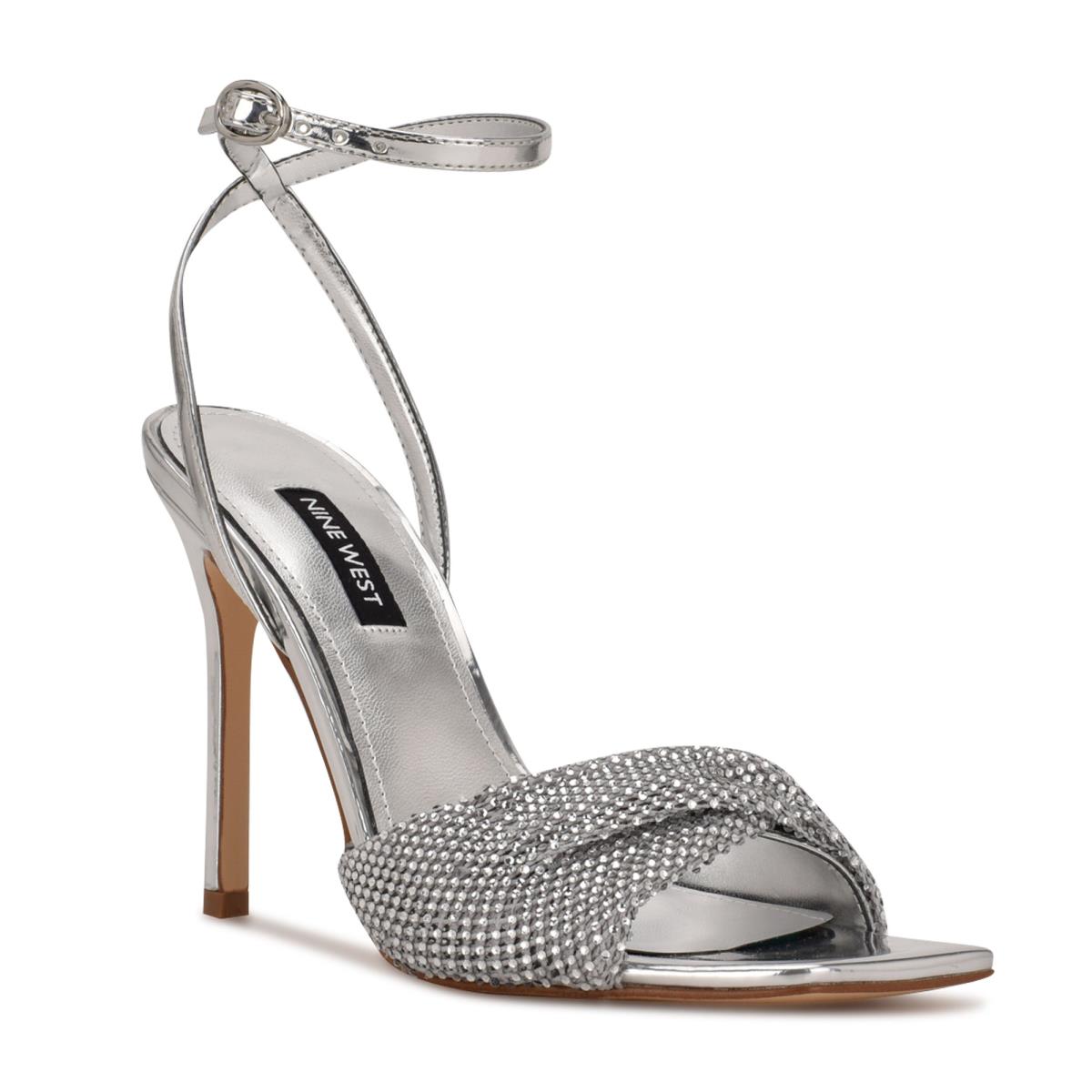 Nine West Twinkle Heeled Dress Sandals Silver | KPQW04761