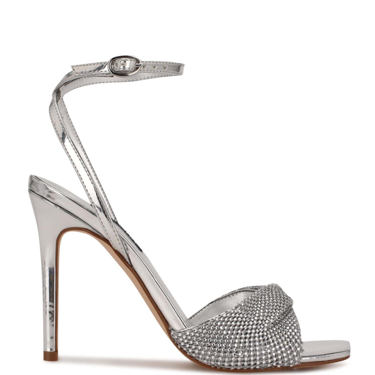 Nine West Twinkle Heeled Dress Sandals Silver | KPQW04761