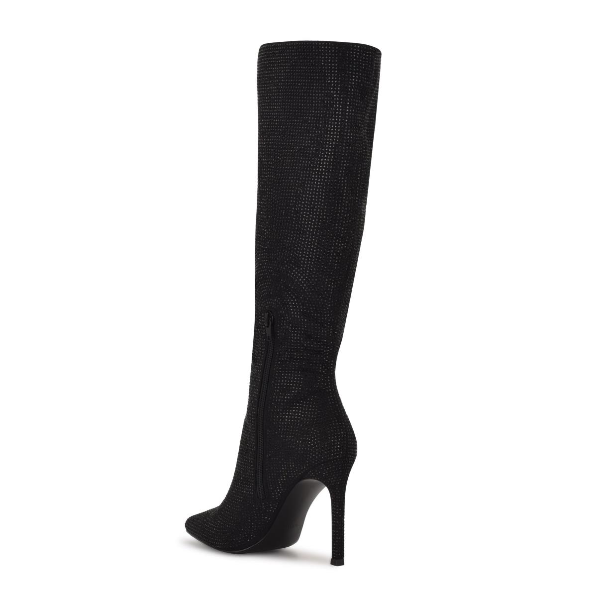 Nine West Tysh Rhinestone Dress Boots Black | ELAU36725