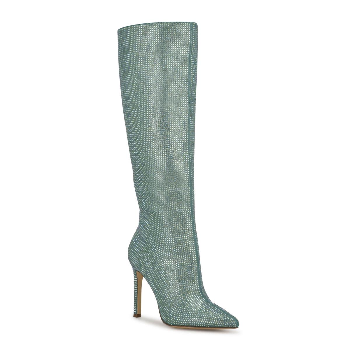 Nine West Tysh Rhinestone Dress Boots Light Green | RTKX46038