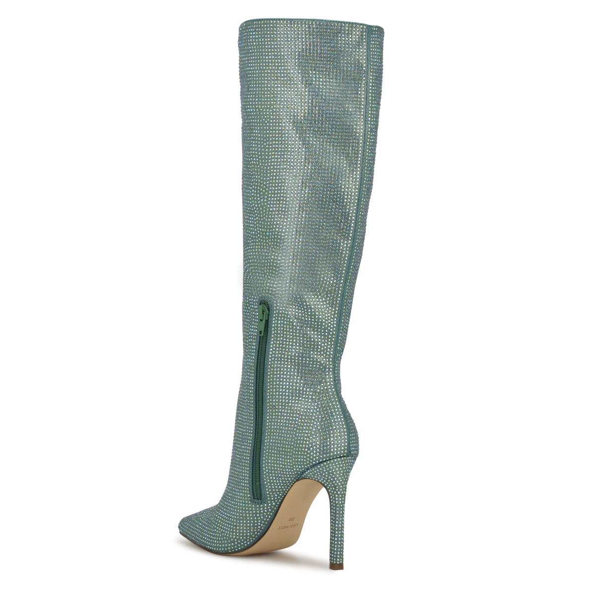 Nine West Tysh Rhinestone Dress Boots Light Green | RTKX46038