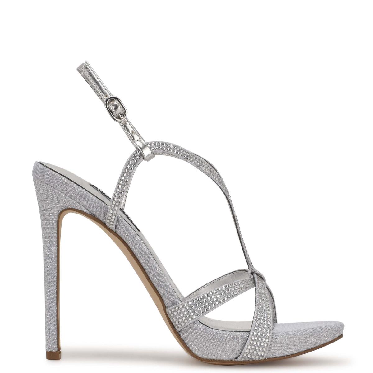 Nine West Ulliy Heeled Dress Sandals Silver | IAPM56241