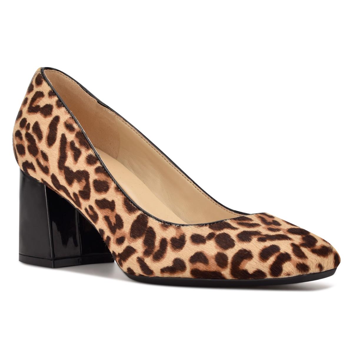 Nine West Vibe 9x9 Block Heel Pumps Leopard | OXYT43950