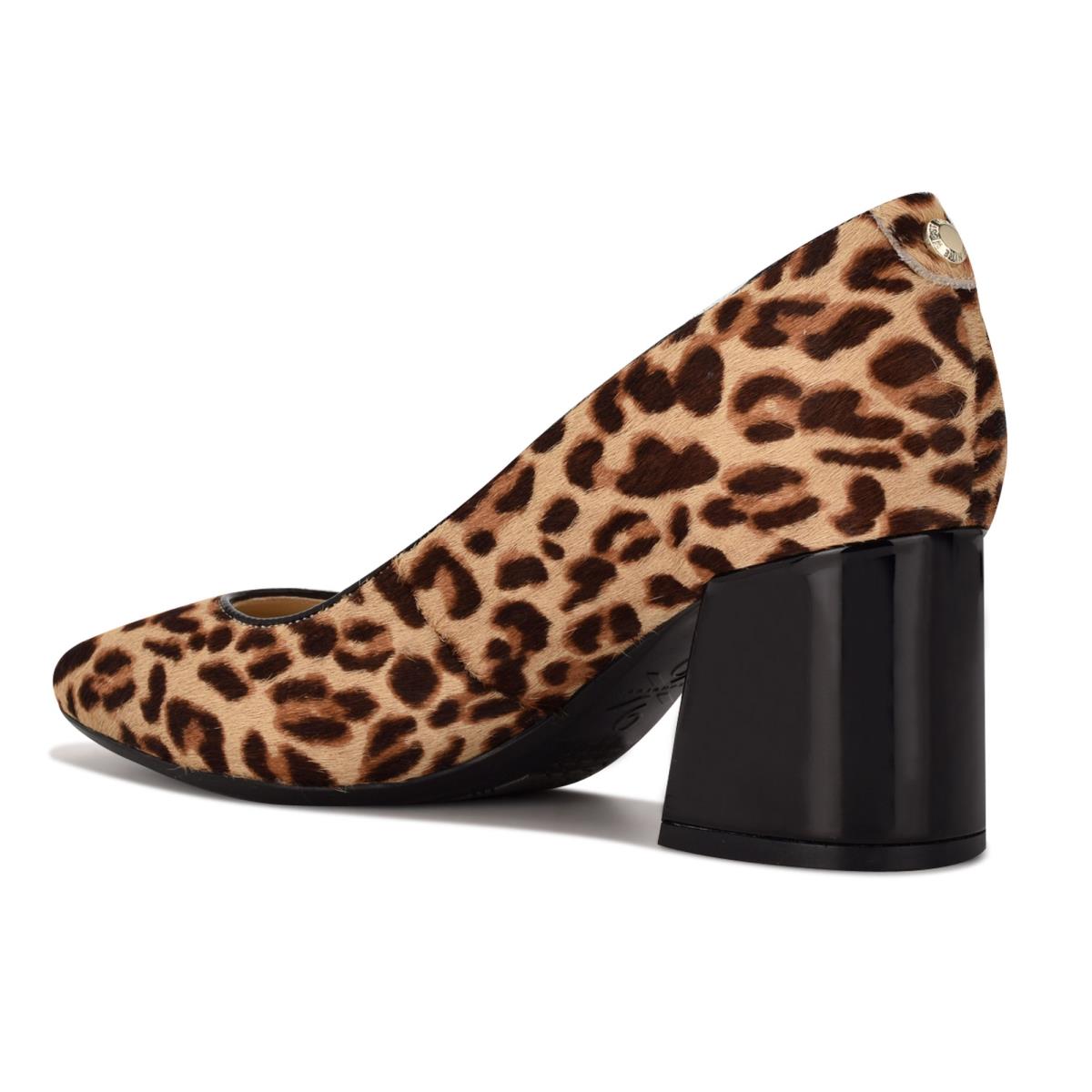 Nine West Vibe 9x9 Block Heel Pumps Leopard | OXYT43950