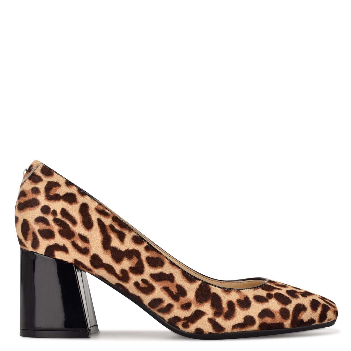 Nine West Vibe 9x9 Block Heel Pumps Leopard | OXYT43950