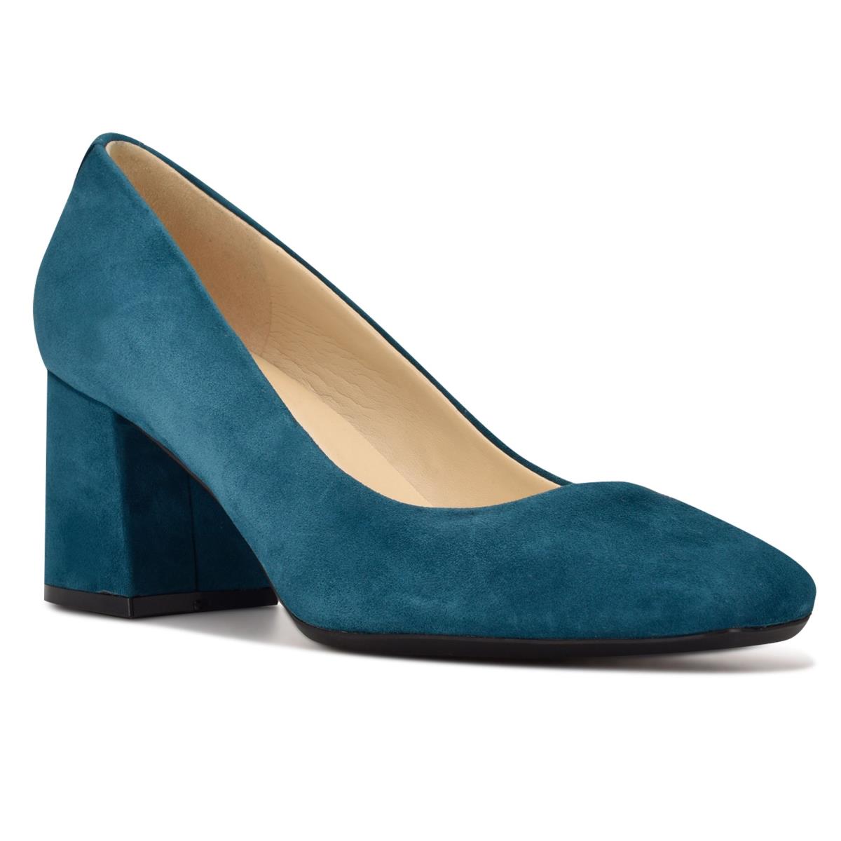 Nine West Vibe 9x9 Block Heel Pumps Turquoise | OQRZ34209