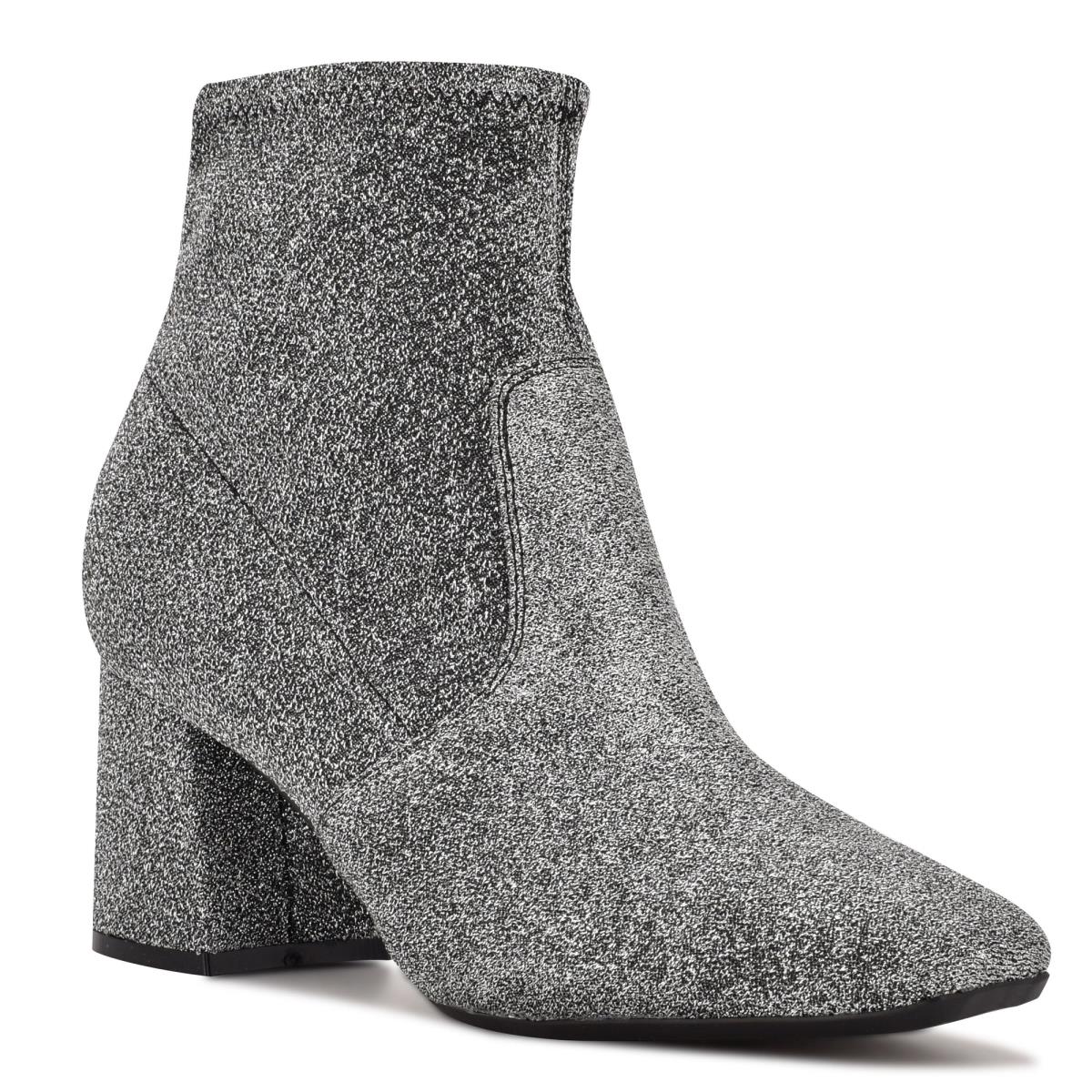 Nine West Viper 9x9 Heeled Booties Silver | EDGU34652