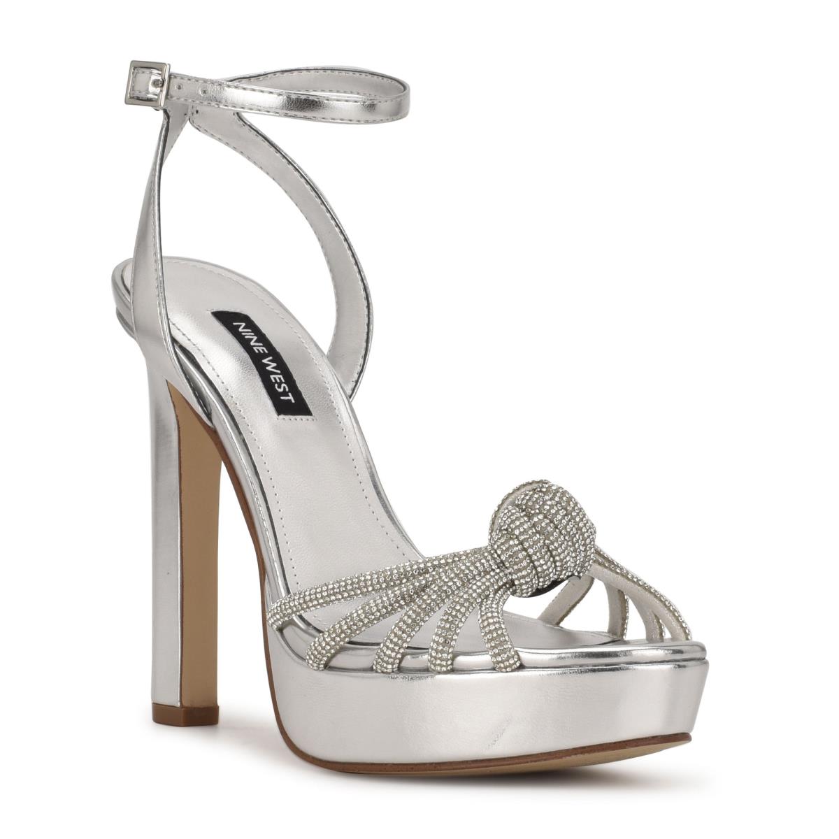 Nine West Wowzz Platform Dress Sandals Silver | HUIV31275