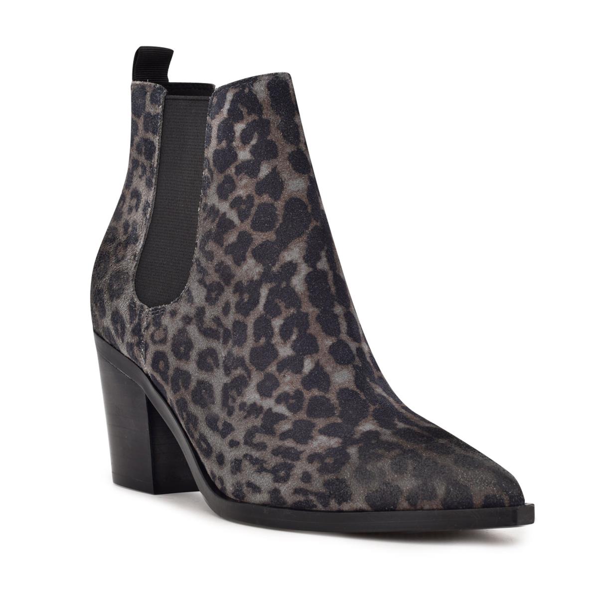 Nine West Wyllis Block Heel Booties Grey / Leopard | SFXR47910