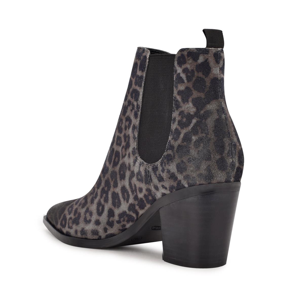 Nine West Wyllis Block Heel Booties Grey / Leopard | SFXR47910