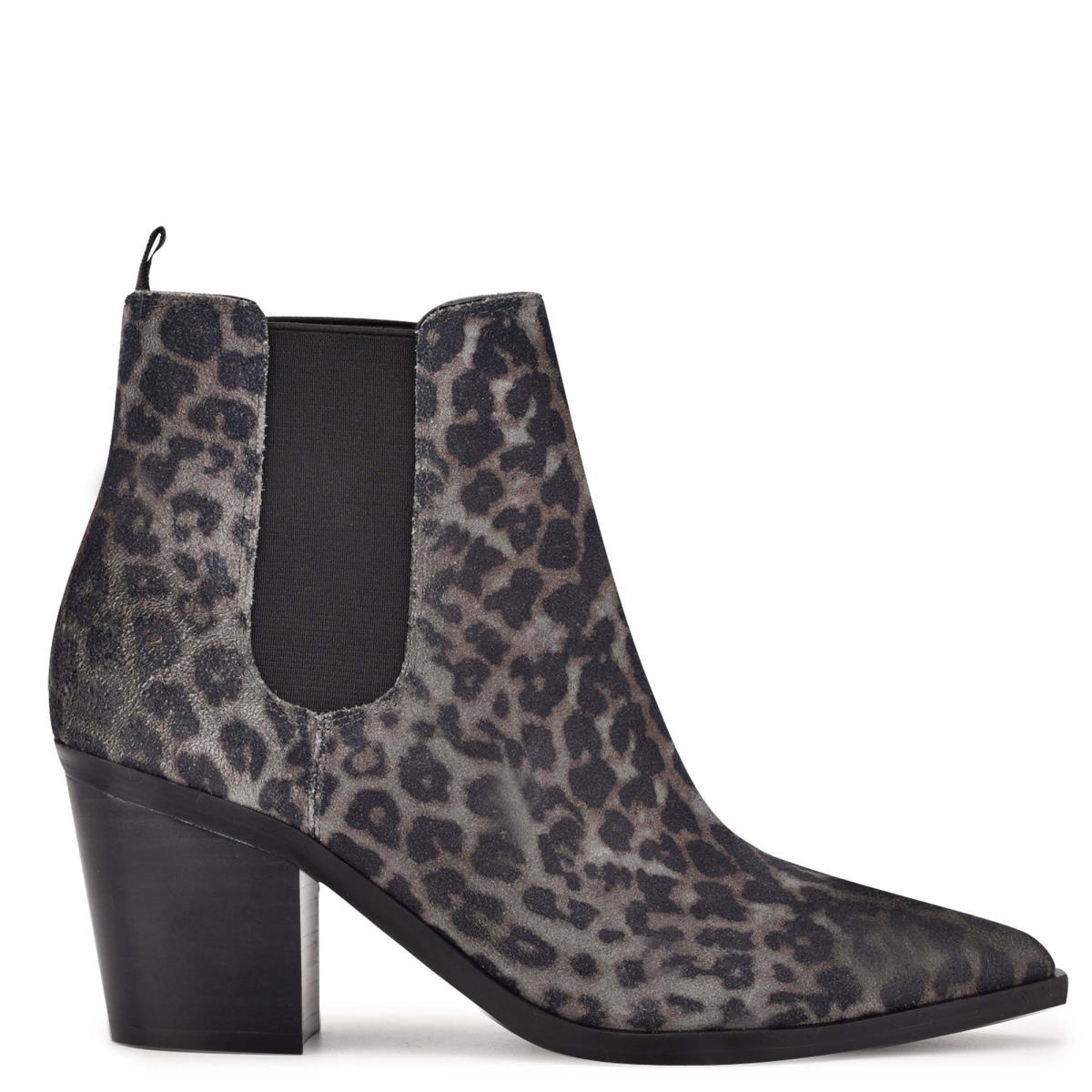 Nine West Wyllis Block Heel Booties Grey / Leopard | SFXR47910