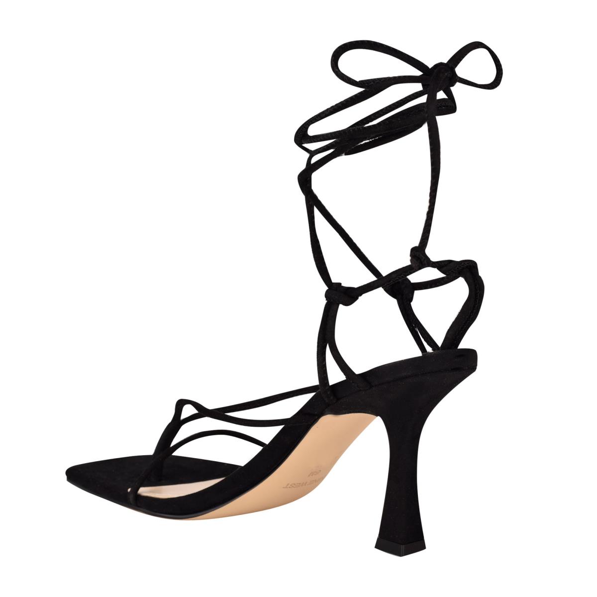 Nine West Yarin Ankle Wrap Heels Sandals Black | KWEV62731