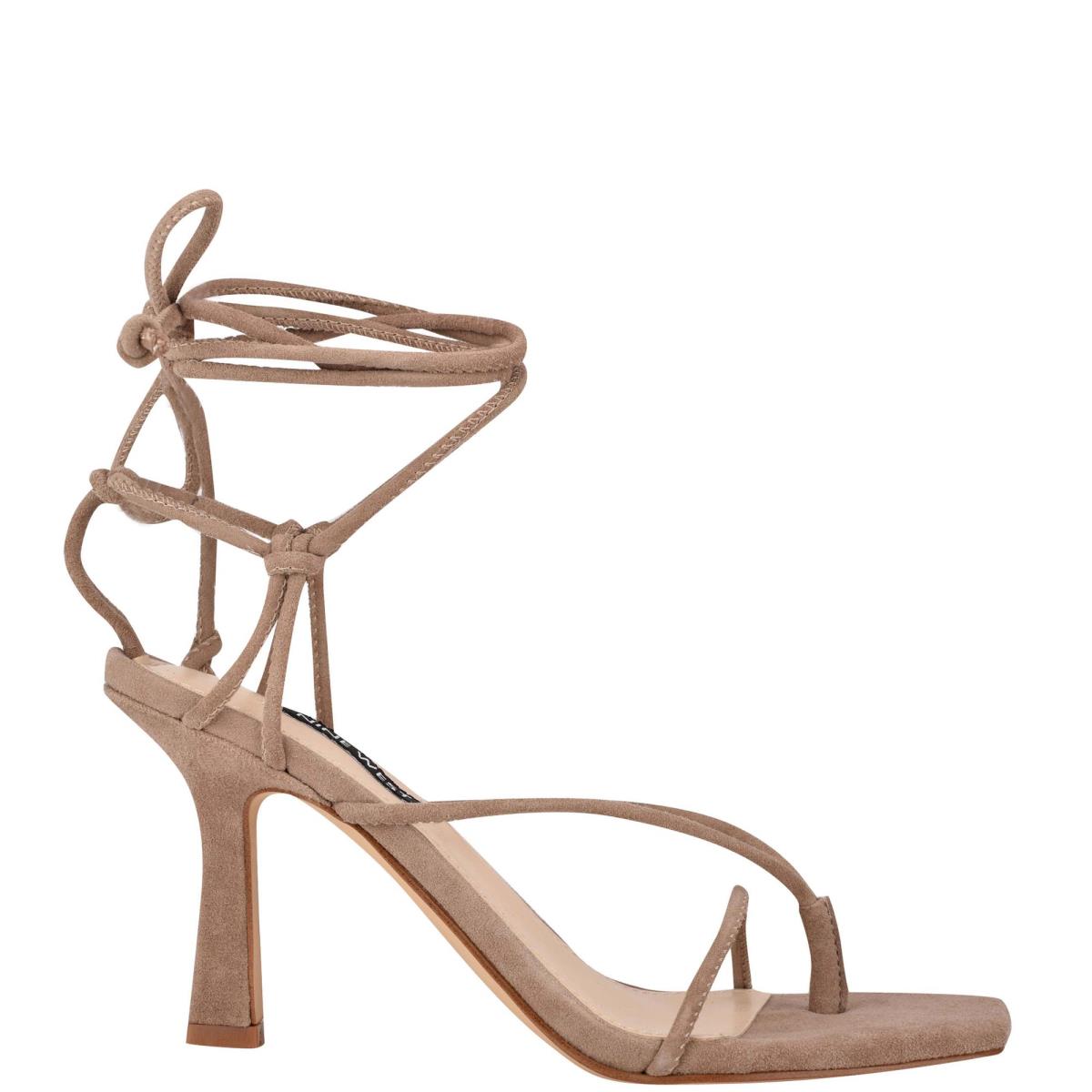 Nine West Yarin Ankle Wrap Heels Sandals Brown | NWKS60852