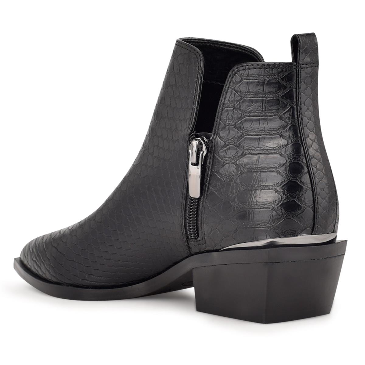 Nine West Yerly Pointy Toe Booties Black / Snake | GAFO63852