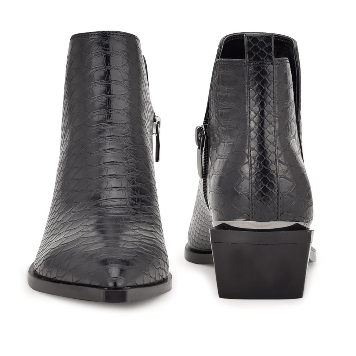 Nine West Yerly Pointy Toe Booties Black / Snake | GAFO63852