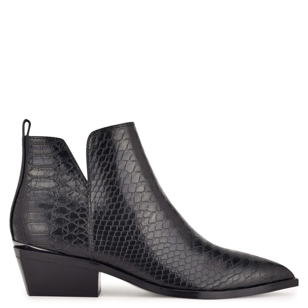 Nine West Yerly Pointy Toe Booties Black / Snake | GAFO63852