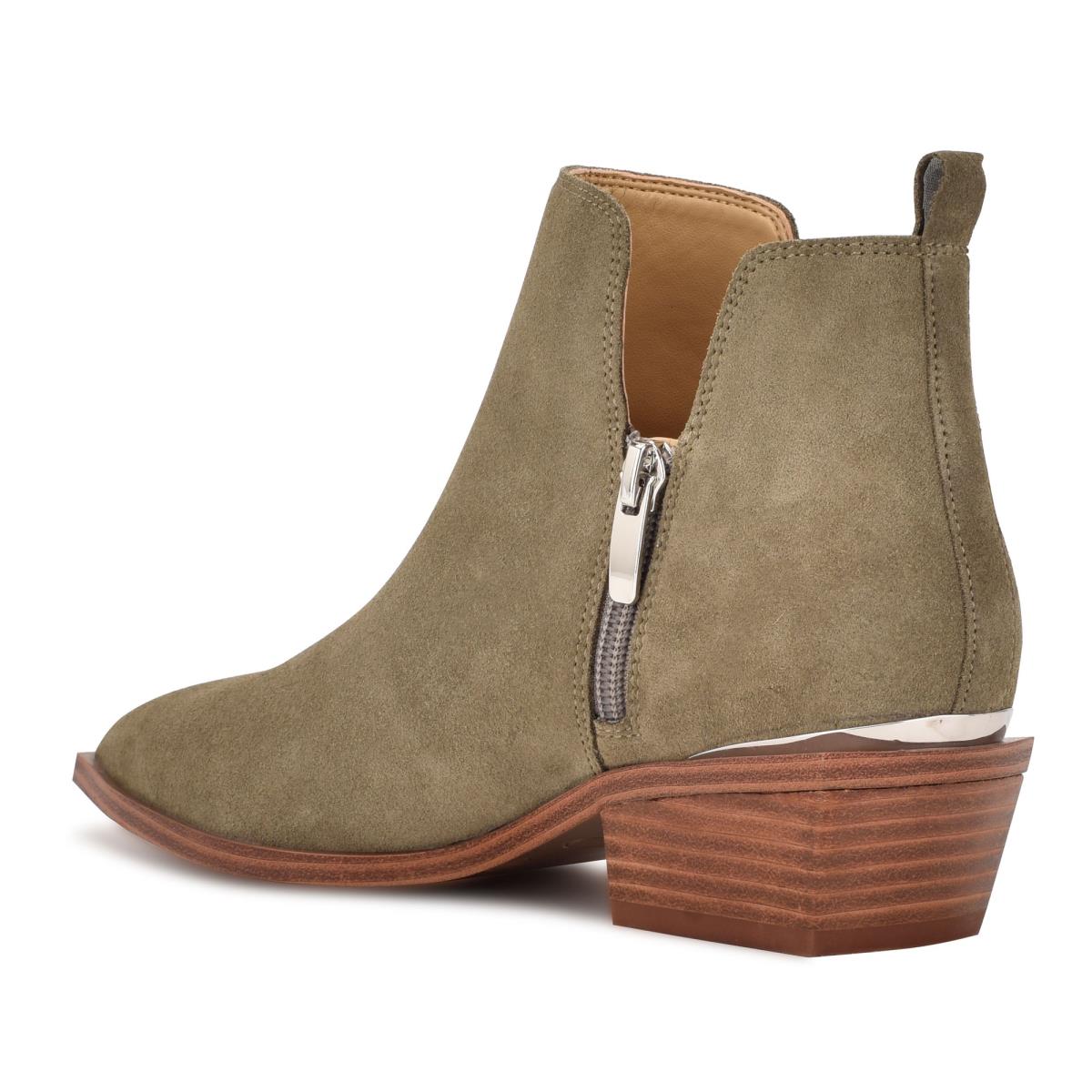 Nine West Yerly Pointy Toe Booties Olive | AEQR94578