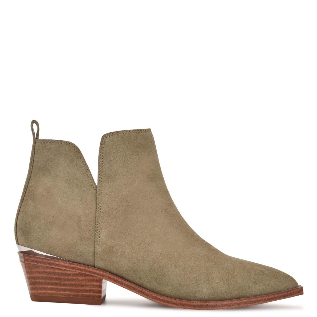 Nine West Yerly Pointy Toe Booties Olive | AEQR94578