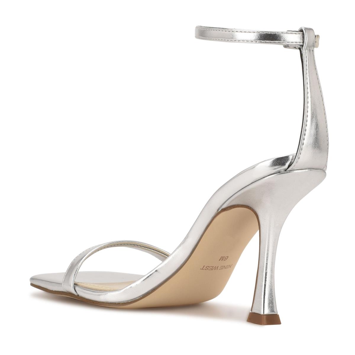 Nine West Yess Ankle Strap Sandals Silver | PJXR91205