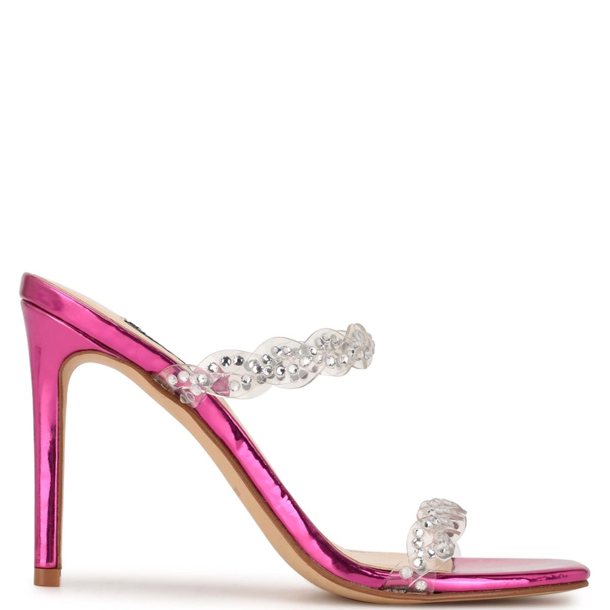 Nine West Ziggle Heeled Slide Sandals Pink | MSWB61709