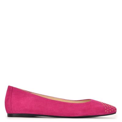 Nine West Aloha Studded Square-Toe Ballet Flats Pink | BTJC52168