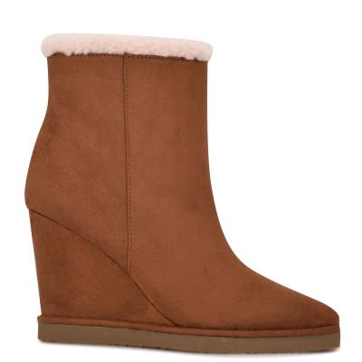 Nine West Apres Wedge Booties Brown | BHGK02514