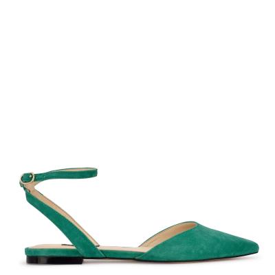 Nine West Briy Pointy Toe Ballet Flats Green | EINA38672