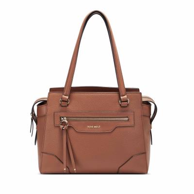 Nine West Brooklyn Jet Set Shldr Satchel Bags Brown | KXFL34152