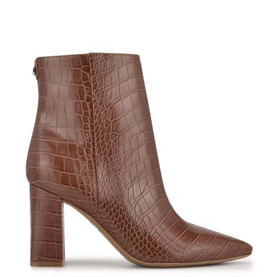 Nine West Cacey 9x9 Heeled Booties Brown | SVKL64580