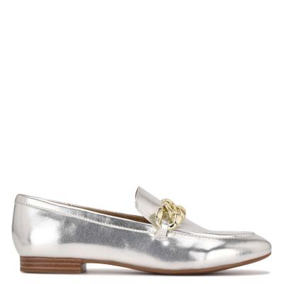 Nine West Chain Slip-On Loafers Silver | BFVS57812