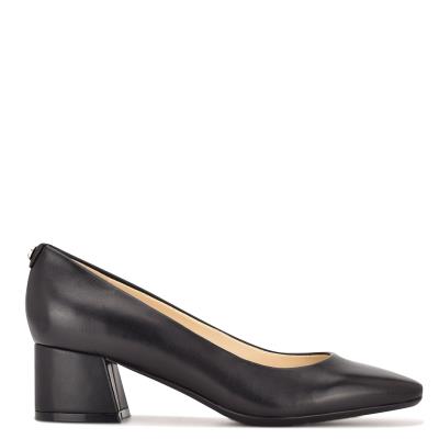 Nine West Cloe 9x9 Block Heel Pumps Black | HLPV49853