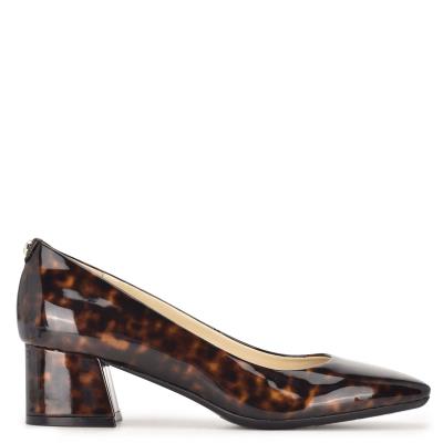 Nine West Cloe 9x9 Block Heel Pumps Coffee | QTDY34567